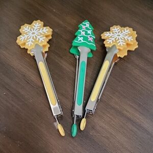 Holiday Cookie Tongs with Snowflake and Tree Design